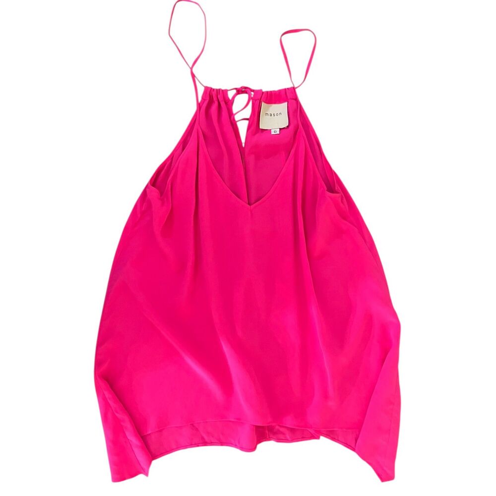 Mason hot pink asymmetrical hem racerback swing camisole top